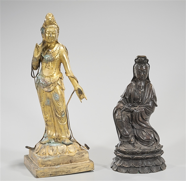 Appraisal: Two Chinese Guanyin figures including one gilt x approx Condition