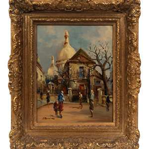 Appraisal: Fred Brosius German Views of Paris four works oil on