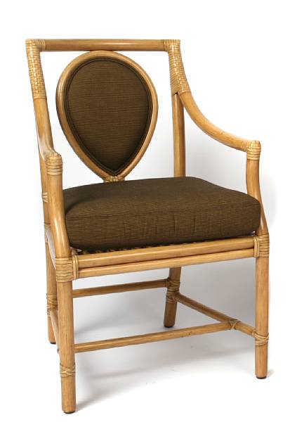 Appraisal: A group of three McGuire rattan armchairs in various finishes