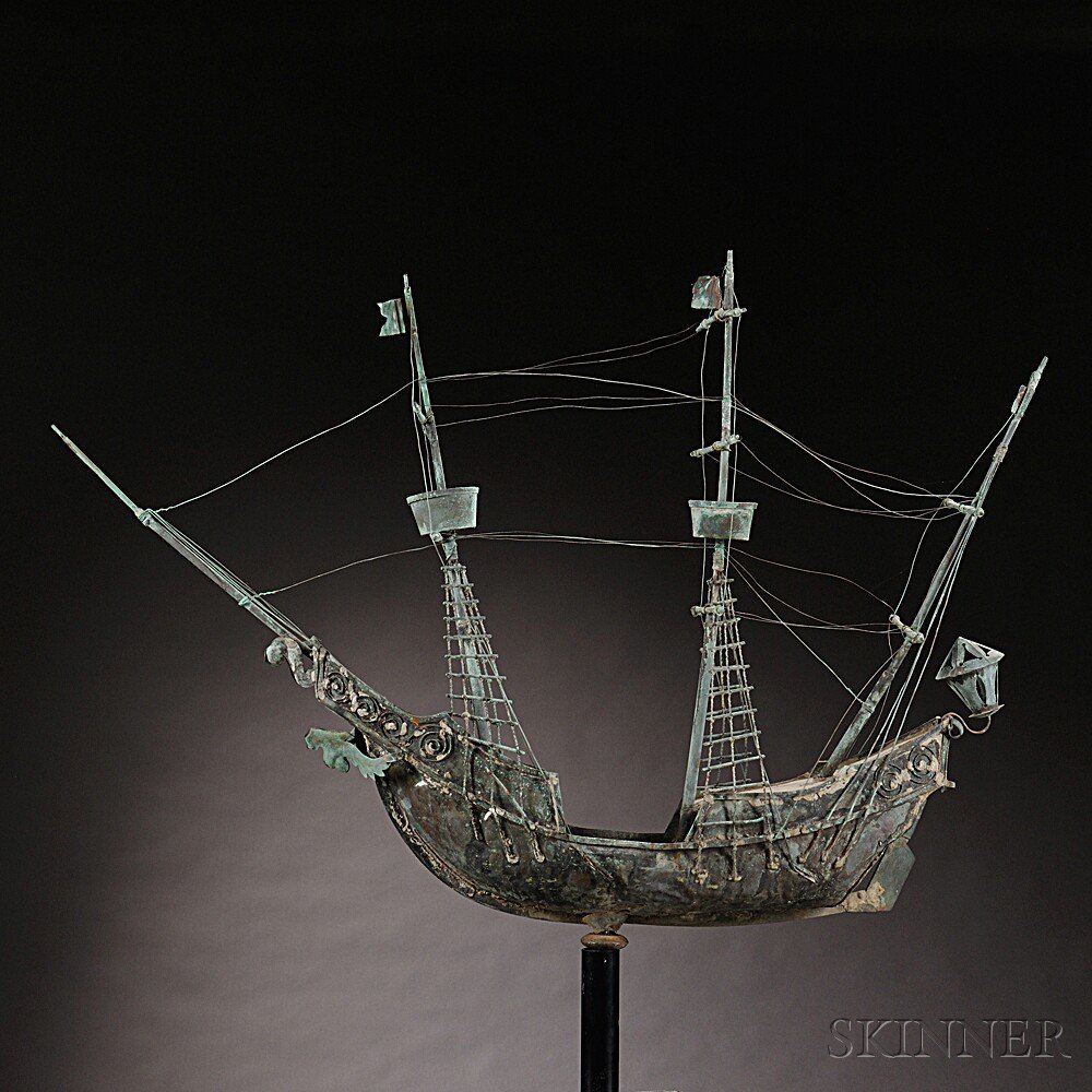 Appraisal: Molded Sheet Copper Galleon Weathervane probably America early th century