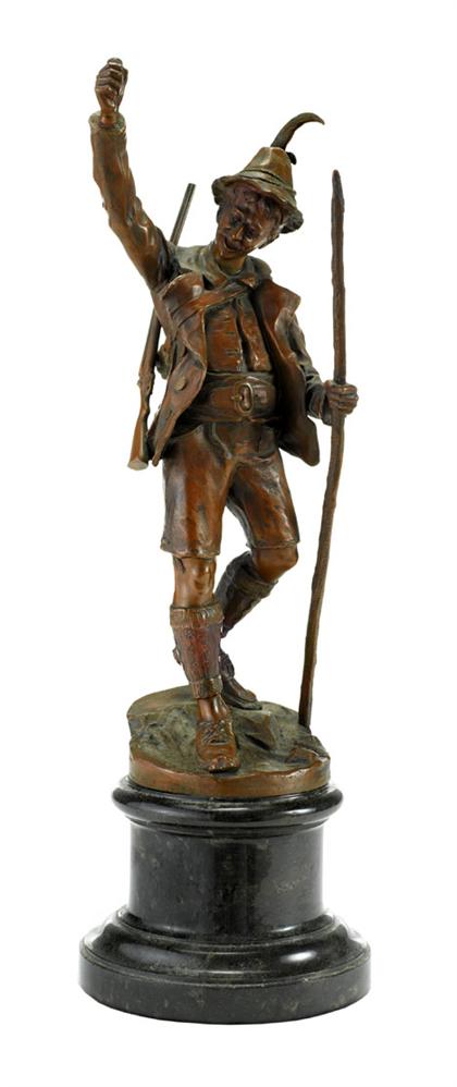 Appraisal: Jean Edward Dannhauser German b rabbit catcher Bronze brown patina