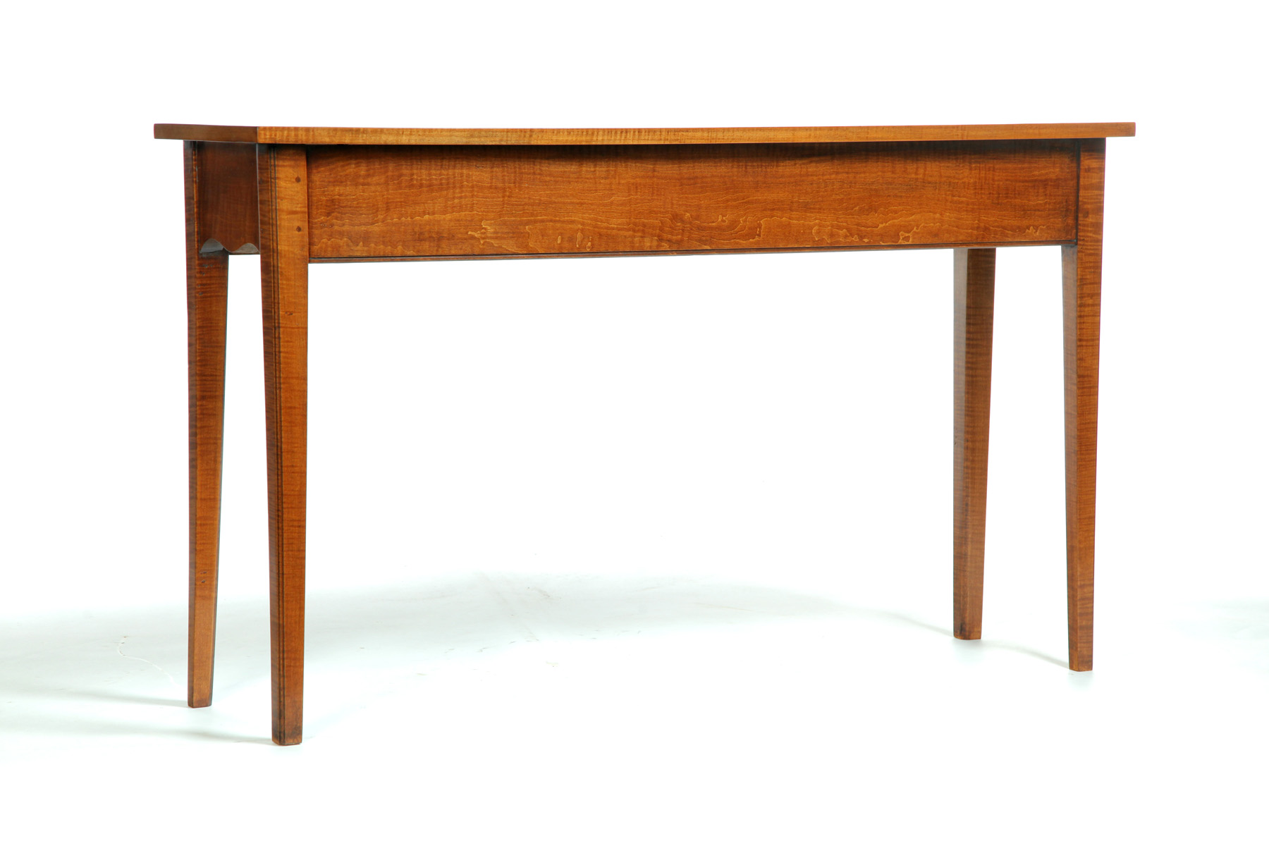 Appraisal: HEPPLEWHITE-STYLE SOFA TABLE American th quarter- th century tiger maple