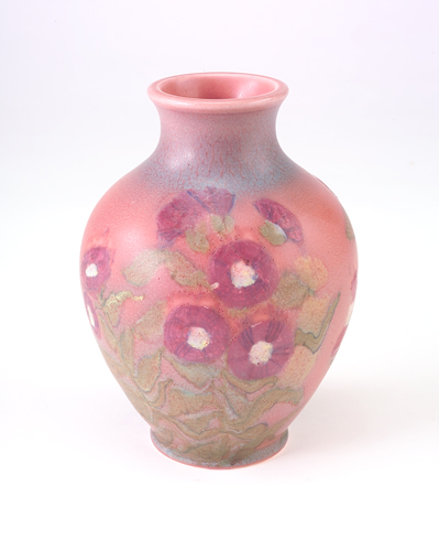 Appraisal: ROOKWOOD Wax Matte bulbous vase painted by unidentified artist with