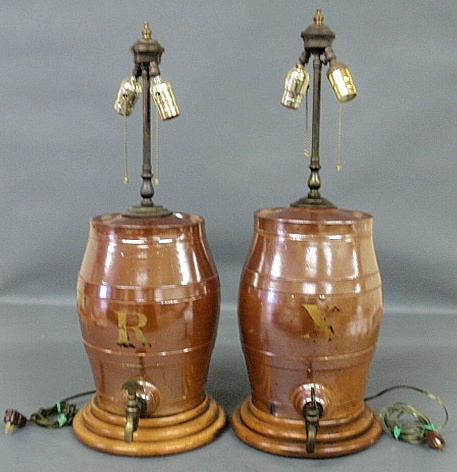 Appraisal: - Pair of English ceramic liquor casks late th c