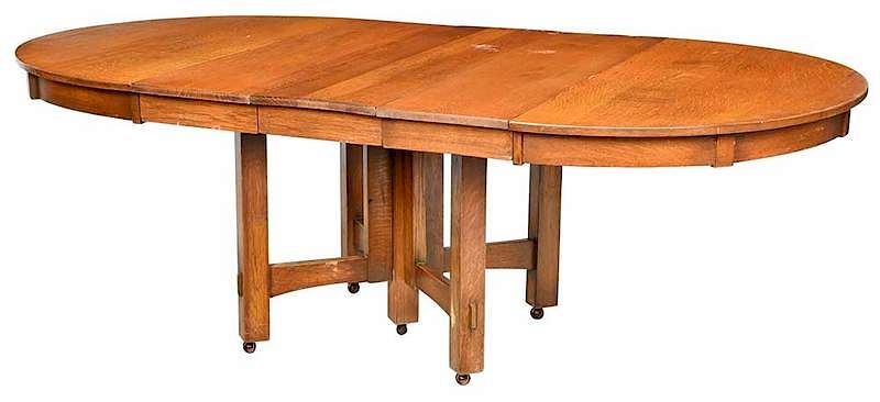 Appraisal: Stickley Brothers Dining Table American th century oak with three