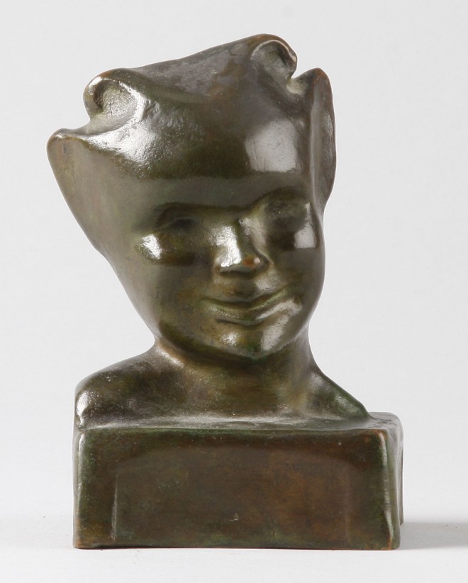 Appraisal: Bronze in form of child's face t S