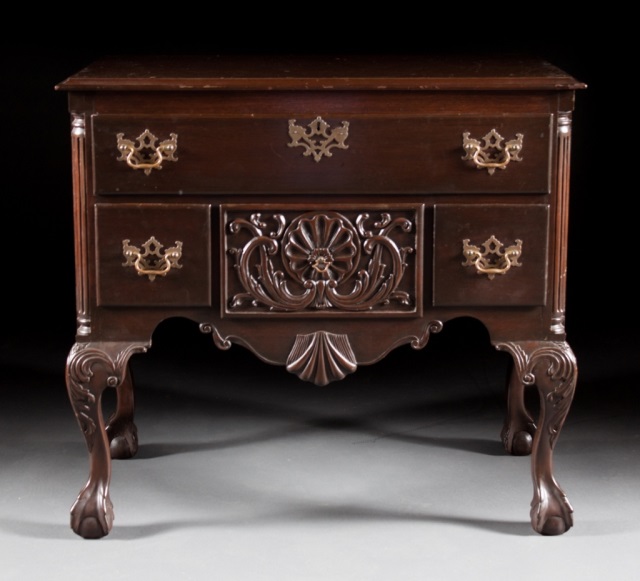 Appraisal: Chippendale style mahogany lowboy mid- th century one long and