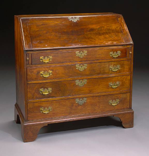 Appraisal: A George III walnut slant front desk late th century