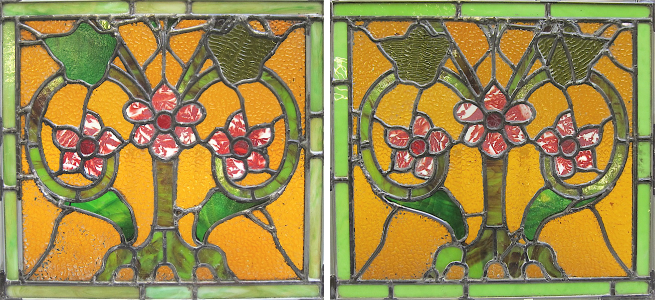 Appraisal: PAIR OF VICTORIAN LEADED AND STAINED GLASS WINDOWS American c