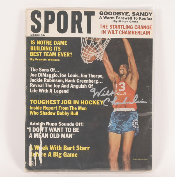 Appraisal: Sport magazine autographed by Wilt Chamberlain on cover