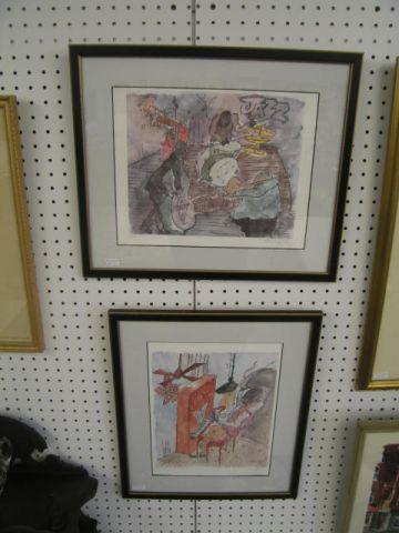 Appraisal: Pair of Kelly Hughes Prints of New Orleans musicians signed