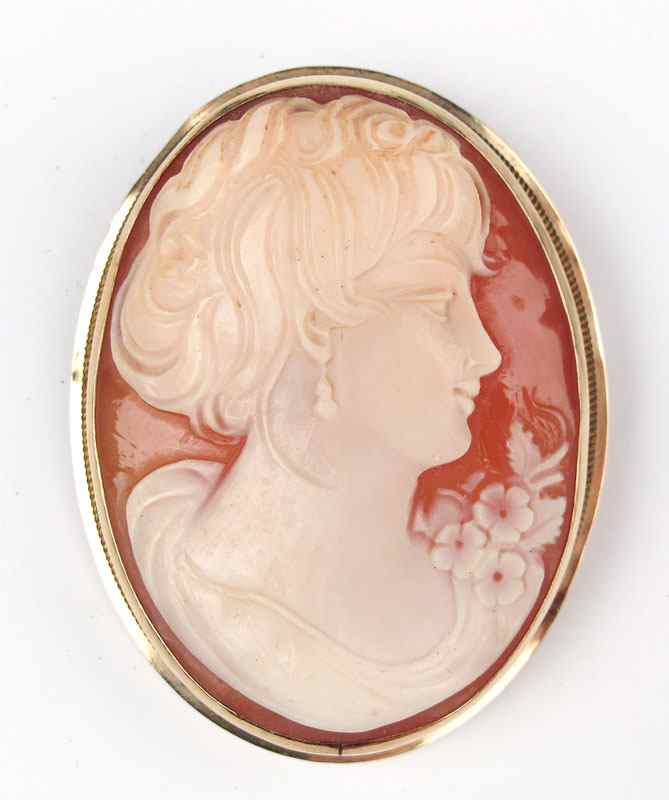 Appraisal: K GOLD FRAME CARVED SHELL CAMEO K yellow gold frame