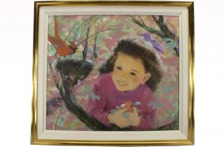 Appraisal: Thornton Utz - mixed media illustration of a young girl