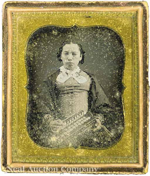 Appraisal: CASED IMAGE Probably a Free Woman of Color Holding an