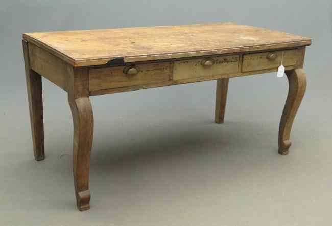 Appraisal: th c three drawer serving table with shaped legs Top