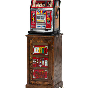 Appraisal: A Watling Cent Dual Jackpot Gum Dispenser Slot Machine on