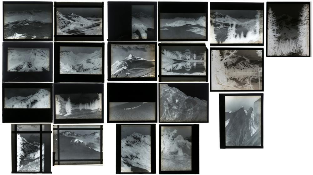 Appraisal: TWENTY PHOTOGRAPHIC GLASS NEGATIVES mountain landscapes negatives measure approximately x