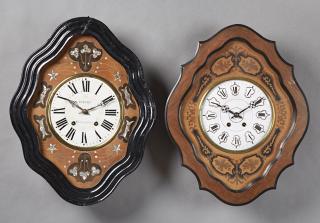 Appraisal: Two French Inlaid Wall Clocks th c time and s