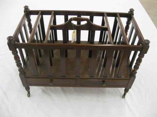 Appraisal: Mahogany Canterbury or Magazine Rack with lower grawer '' wide