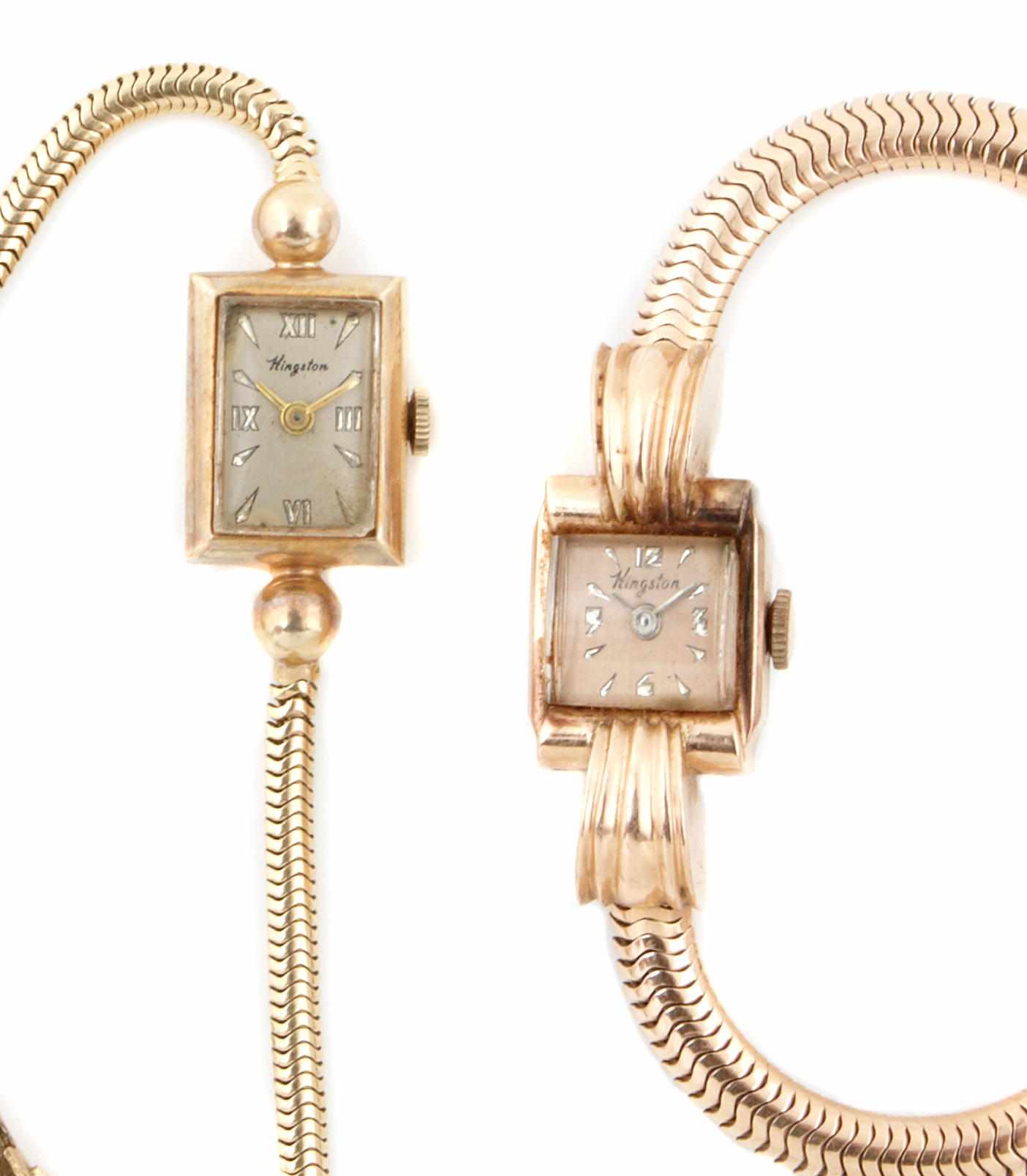 Appraisal: A collection of two ladies retro gold watches g gross