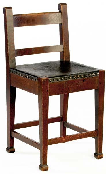 Appraisal: ROYCROFT Marshall P Wilder chair no with a tacked-on hard