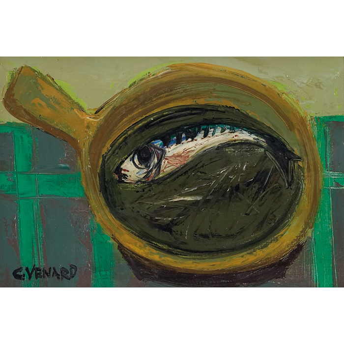 Appraisal: Claude Venard French - ''Still Life Fish in Pan ''