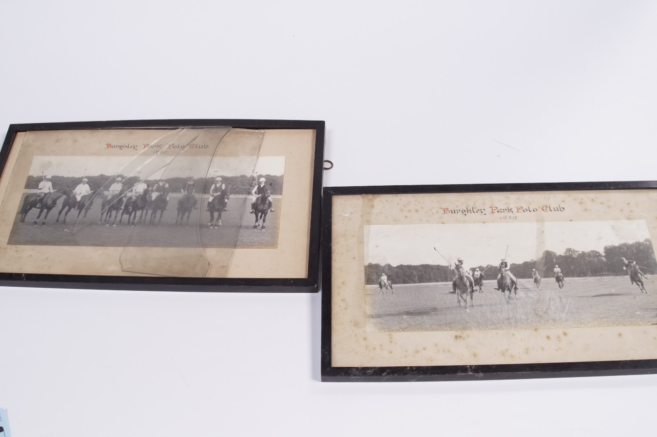 Appraisal: Burghley Park Polo Club two framed black and white photographs