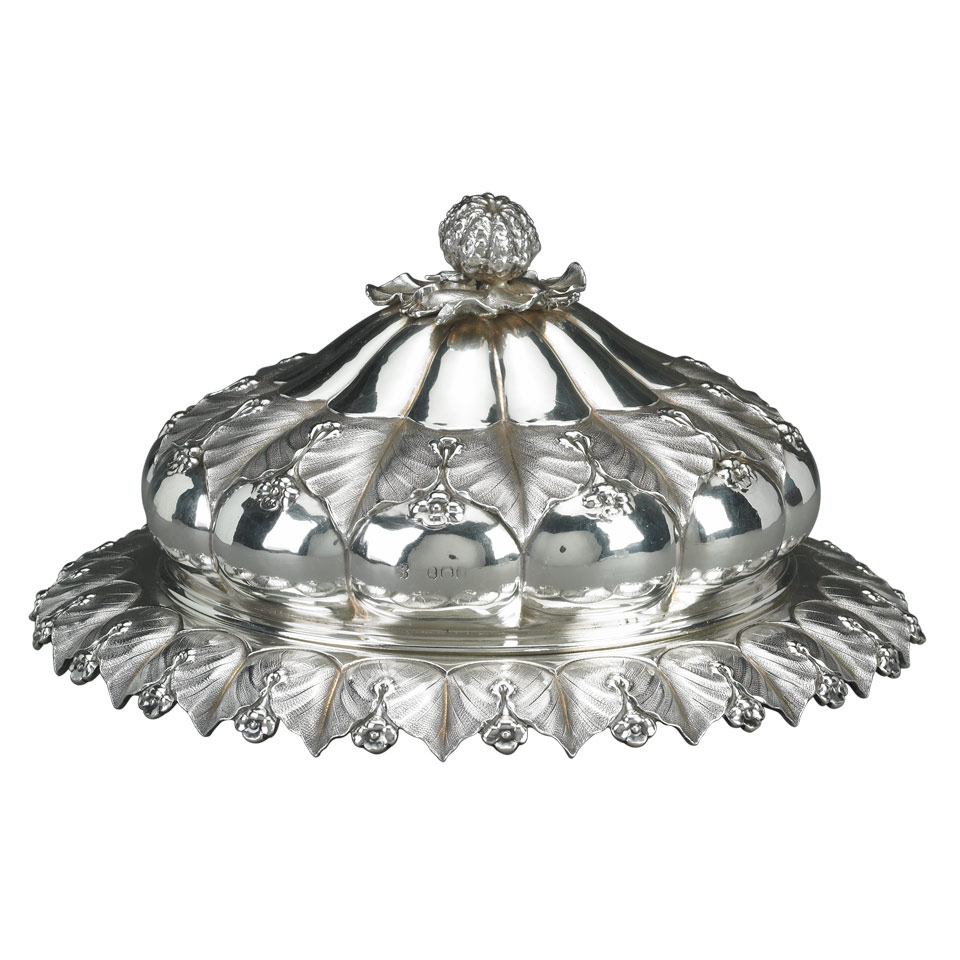 Appraisal: George IV Silver Covered Muffin Dish Rebecca Emes Edward Barnard