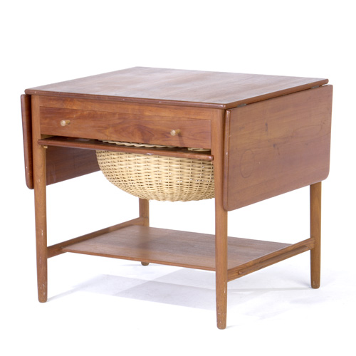 Appraisal: HANS WEGNER ANDREAS TUCK Teak drop-leaf sewing table Open x