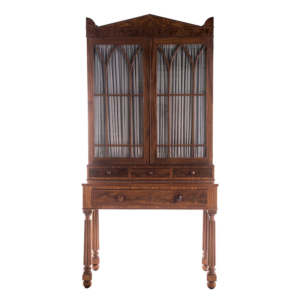 Appraisal: American Classical Mahogany Secretary Bookcase Baltimore circa upper case has