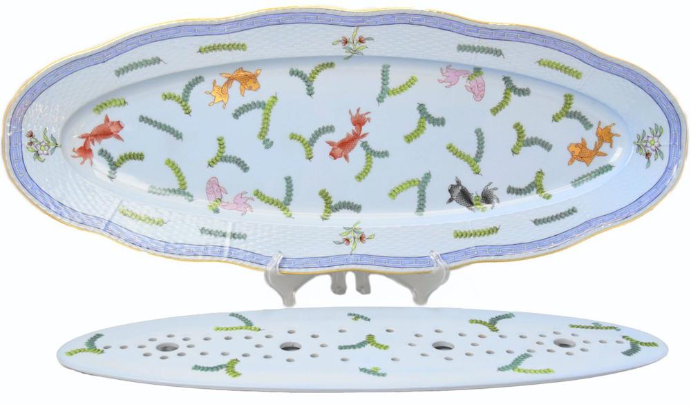 Appraisal: HEREND PORCELAIN FISH PLATTER'Poisson' pattern printed factory marks decorated with