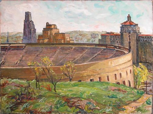 Appraisal: Pitt Stadium Sutton Rachel McClelland American b - oil on