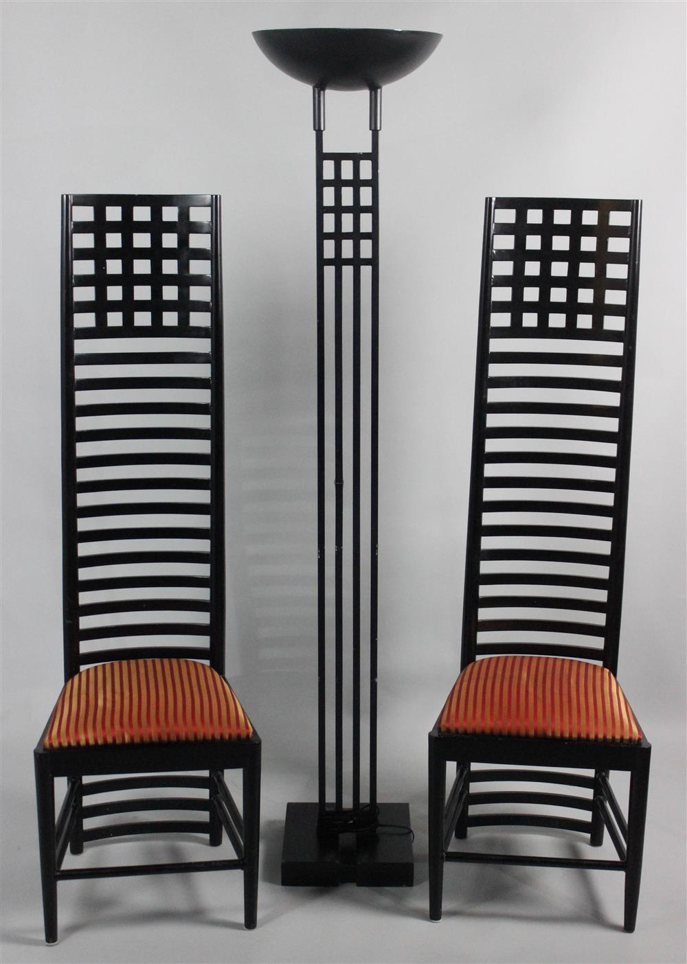 Appraisal: PAIR OF CHARLES RENEE MACKINTOSH HILL HOUSE STYLE CHAIRS AND