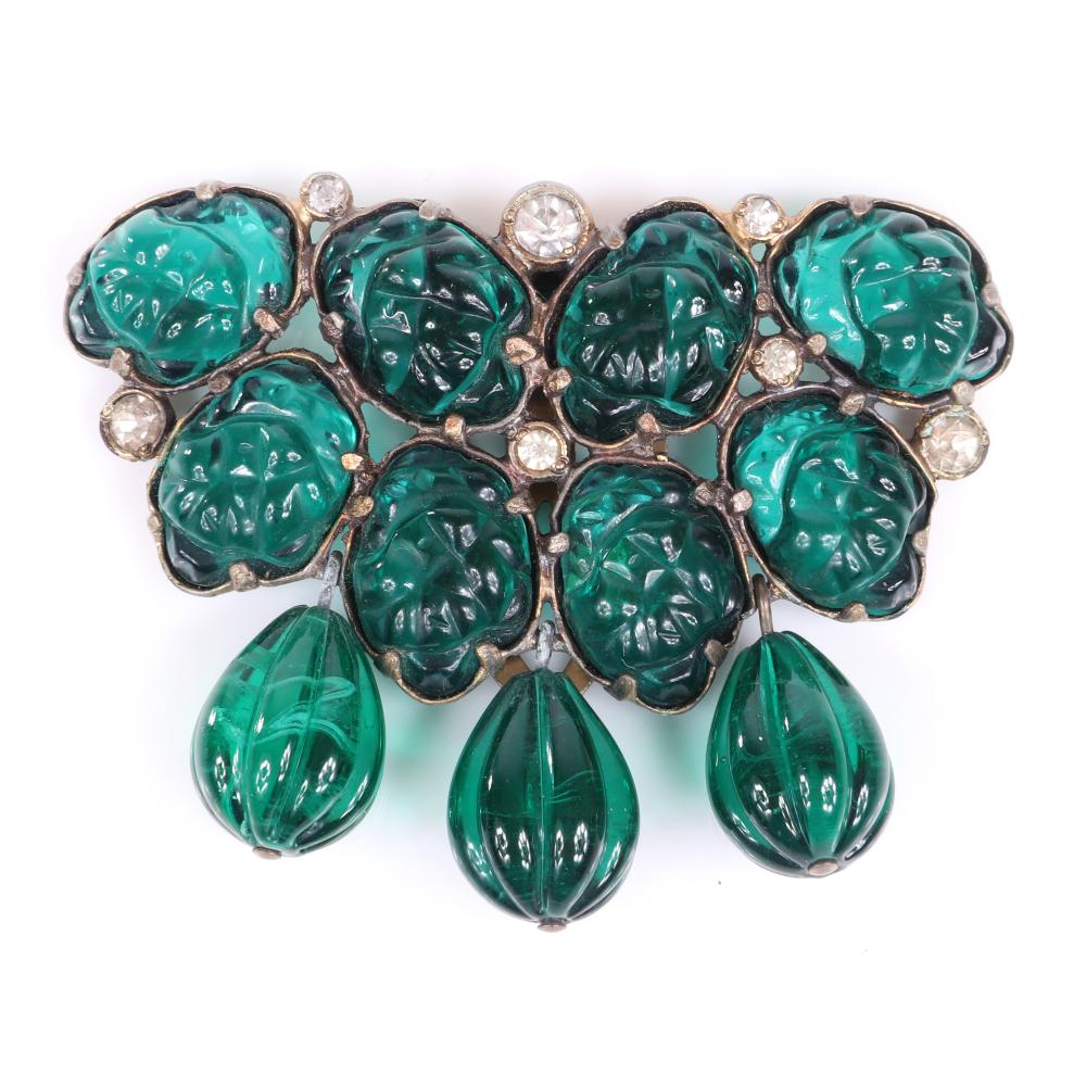 Appraisal: EISENBERG ORIGINAL GREEN FRUIT SALAD FUR CLIP WITH EMERALD GREEN