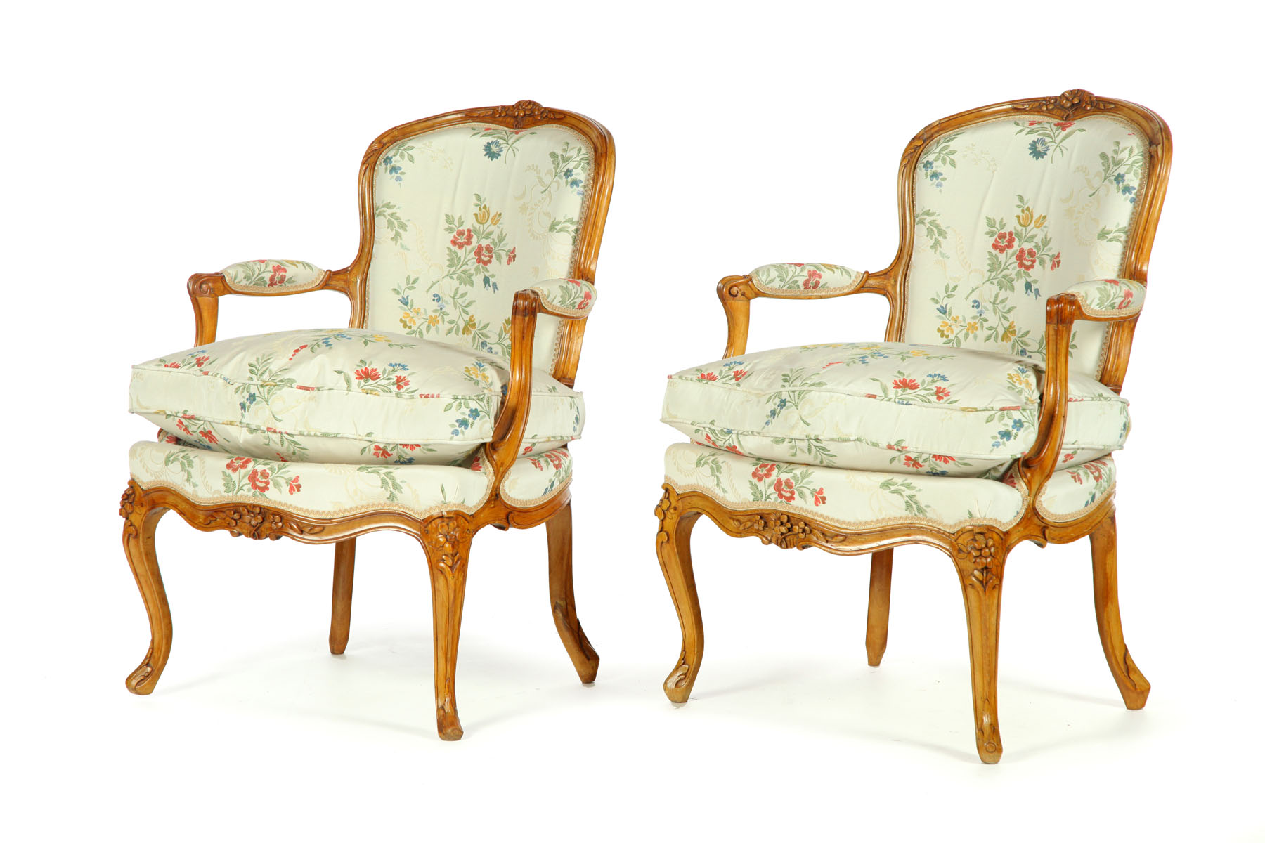 Appraisal: PAIR OF LOUIS XV FAUTEUILS ARMCHAIRS Marked by Etienne Meunier