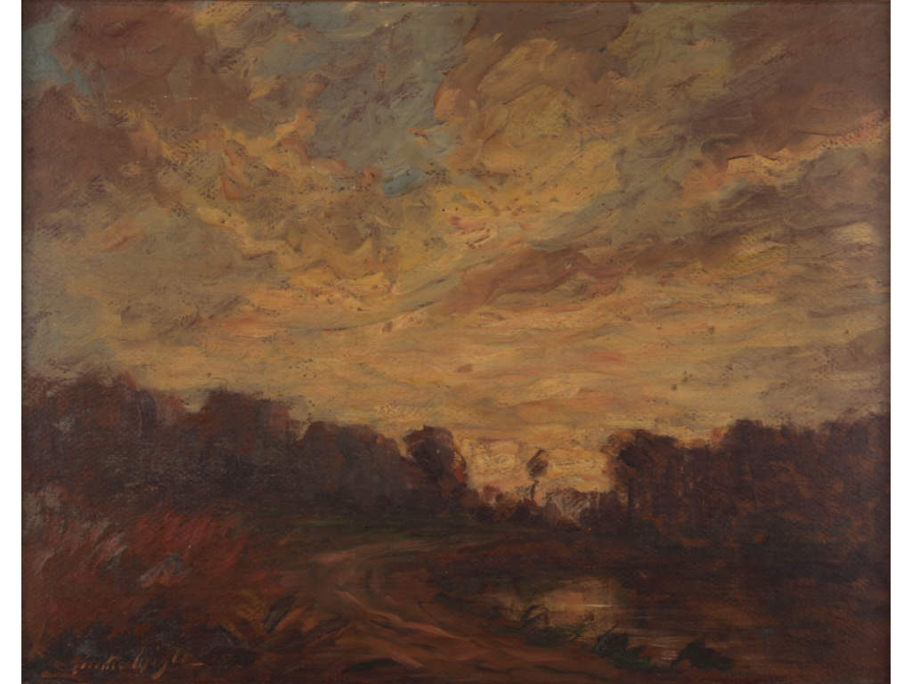 Appraisal: Archie Wigle MI th c Sunset Landscape signed and dated