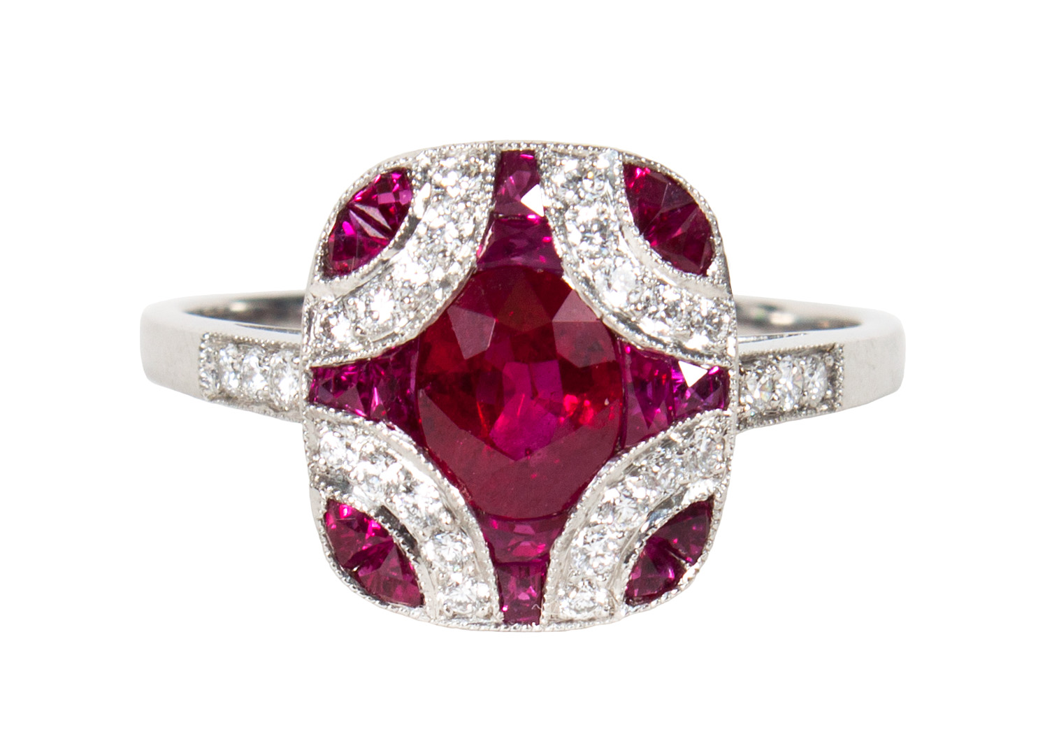 Appraisal: Lady's Burmese ruby diamond ring set in platinum marked size