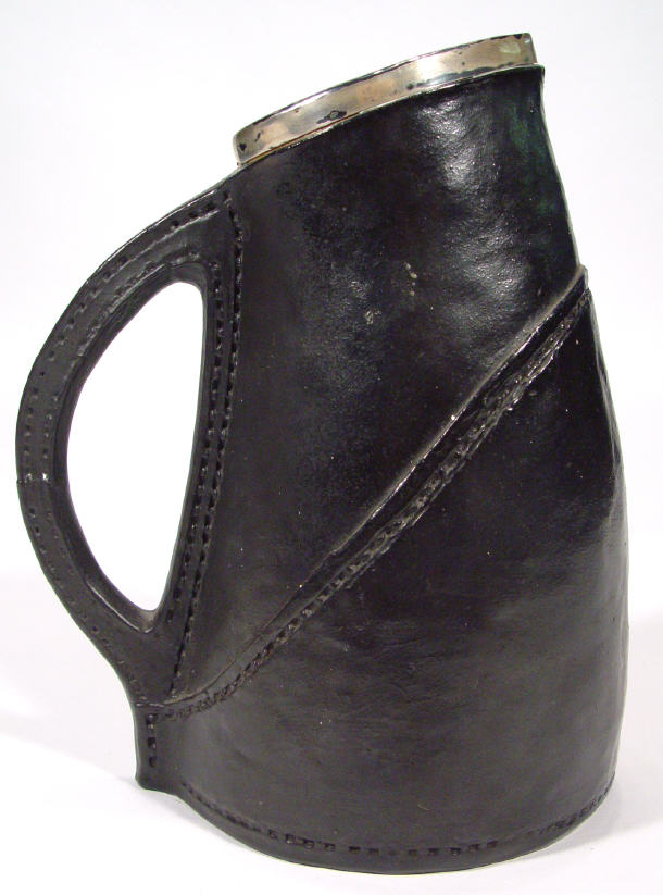 Appraisal: Royal Doulton Lambeth stoneware leather jack jug with silver rim