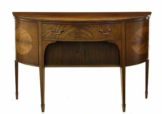 Appraisal: Georgian style inlaid mahogany demilune sideboard early th century D-shaped