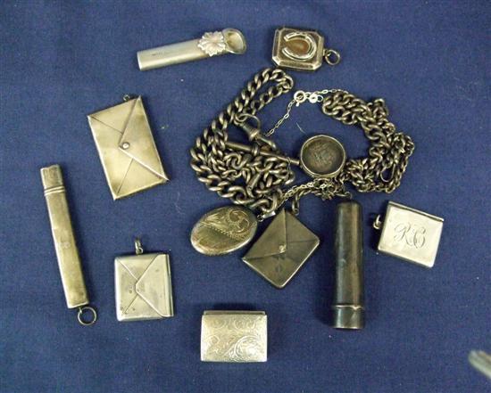 Appraisal: Collection of silver items a buttonhole holder Chester a needle