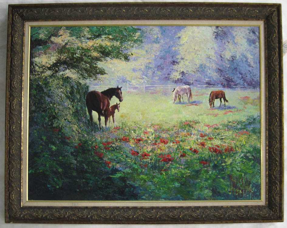 Appraisal: MARK KING EMBELLISHED PRINT ON CANVAS United States born Horse