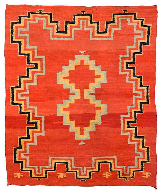 Appraisal: Transitional Weaving late th century red ground with bold geometric