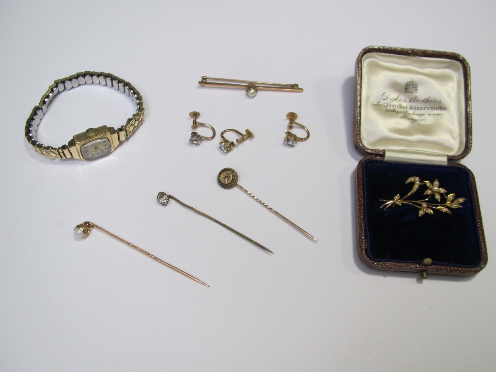 Appraisal: Lot comprising ct gold items to include Edwardian seed pearl