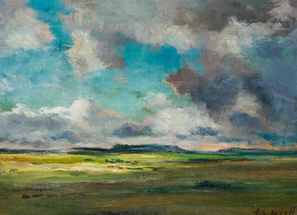 Appraisal: ALBERT GROLL American - Stormy Skies oil on canvas signed