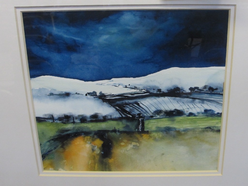 Appraisal: MARTIN OATES Watercolour 'Winter Moniaive' signed recto and entitled verso