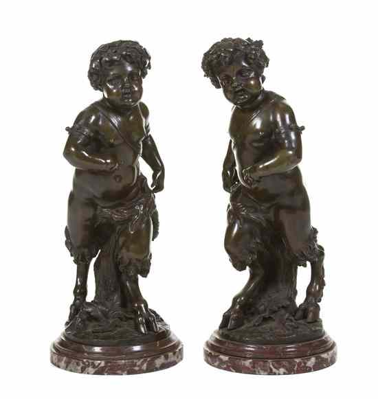 Appraisal: A Pair of French Patinated Bronze Figures each depicting a