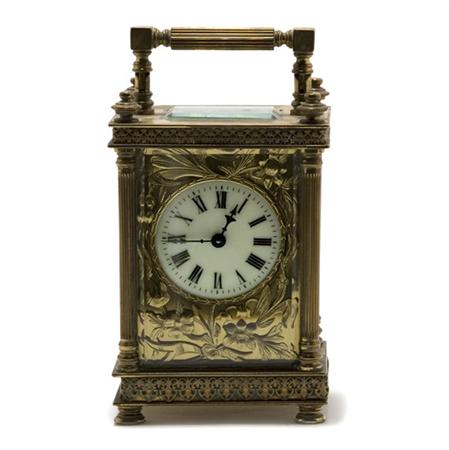 Appraisal: French Gilt-Metal Carriage Clock Estimate -