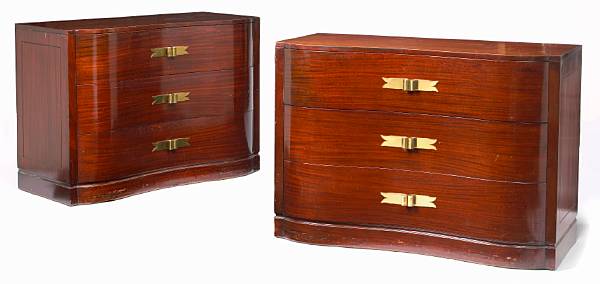 Appraisal: A pair of Grosfeld House serpentine front chests of three