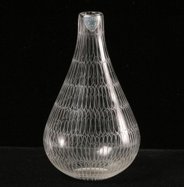 Appraisal: Orrefors engraved art glass vase designed by Sven Palmquist c