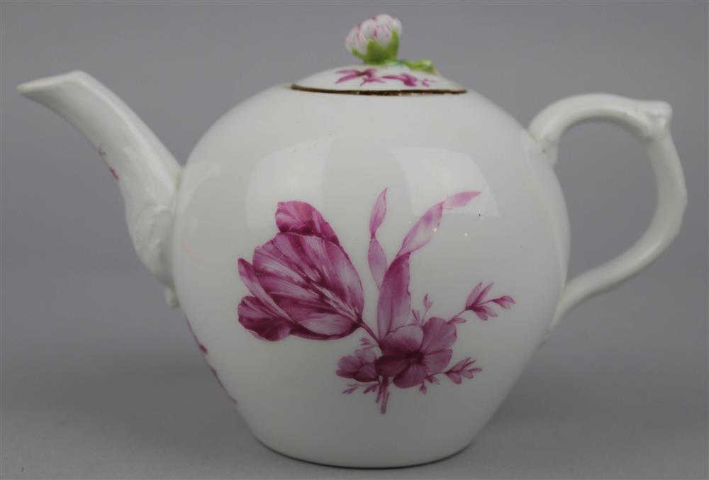 Appraisal: BERLIN PUCE-DECORATED TEAPOT AND A COVER early to mid th